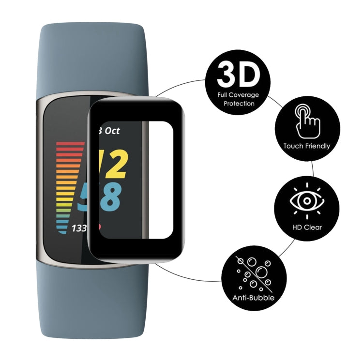 For Fitbit Charge 5 / Charge 6 5pcs ENKAY Hat-Prince 3D Curved Edge PC Edge PMMA HD Screen Film - Screen Protector by ENKAY | Online Shopping South Africa | PMC TechLife | Buy Now Pay Later Mobicred