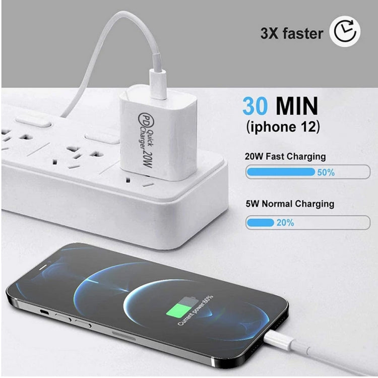 1m AU-20W PD USB-C / Type-C Travel Charger with USB-C to 8 Pin Data Cable, AU Plug - USB Charger by PMC TechLife | Online Shopping South Africa | PMC TechLife | Buy Now Pay Later Mobicred