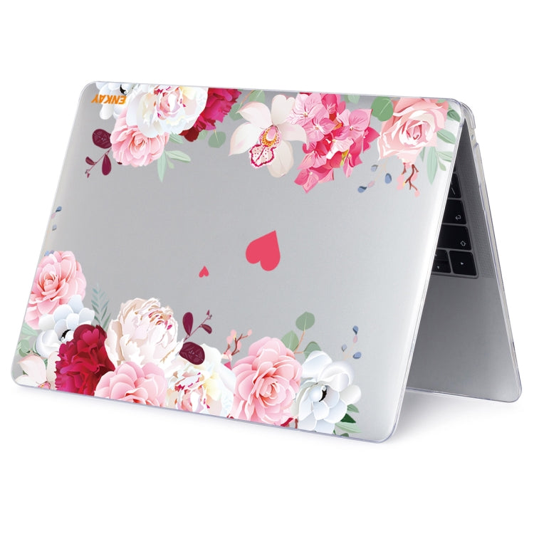 ENKAY Flower Series Pattern Laotop Protective Crystal Case For MacBook Air 13.3 inch A1932 / A2179 / A2337(Peony) - MacBook Air Cases by ENKAY | Online Shopping South Africa | PMC Jewellery