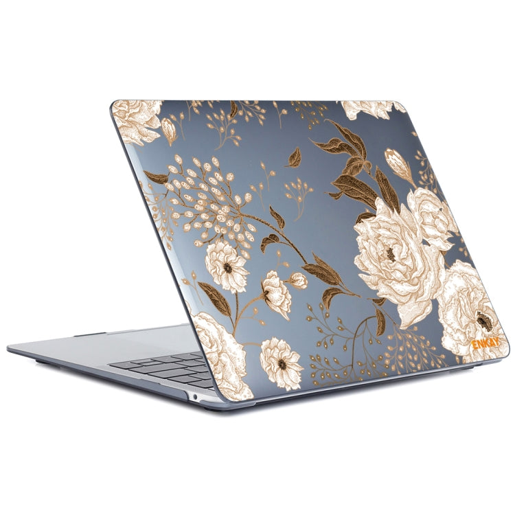 ENKAY Vintage Pattern Series Laotop Protective Crystal Case For MacBook Pro 16 inch A2141(Golden Peony) - MacBook Pro Cases by ENKAY | Online Shopping South Africa | PMC Jewellery