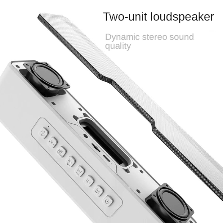 Duosi M8 LED Pickup Rhythm Ambient Light Multi-function TWS Bluetooth Speaker Bar(White) - Desktop Speaker by Duosi | Online Shopping South Africa | PMC Jewellery