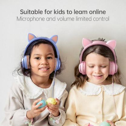 EP08 Cute Cat Ear Child Music Stereo Wired Headset with Mic(Blue) - Headset & Headphone by PMC Jewellery | Online Shopping South Africa | PMC Jewellery