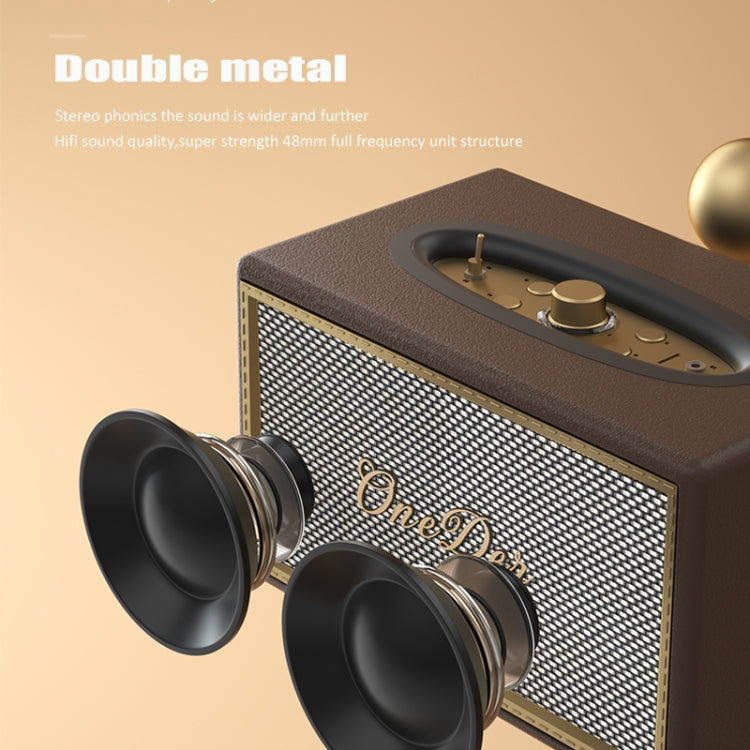 Oneder D6 40W Retro Classic Wooden Portable Outdoor Bluetooth Speaker(Brown) - Desktop Speaker by OneDer | Online Shopping South Africa | PMC Jewellery