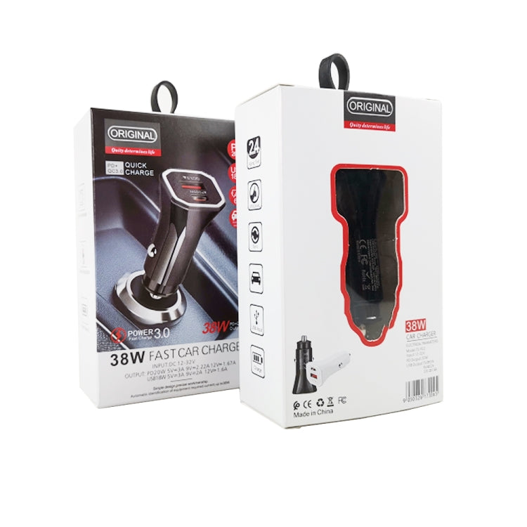 TE-P22 38W PD USB-C / Type-C + QC3. 0 USB Car Charger with 1m USB to 8 Pin Data Cable(White) - Car Charger by PMC TechLife | Online Shopping South Africa | PMC TechLife