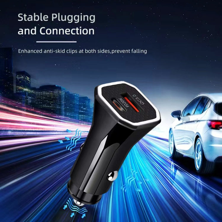 TE-P22 38W PD USB-C / Type-C + QC3. 0 USB Car Charger with 1m USB-C / Type-C to 8 Pin Data Cable(Black) - Car Charger by PMC Jewellery | Online Shopping South Africa | PMC Jewellery