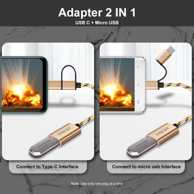 ENKAY ENK-AT113 2 in 1 Type-C / Micro USB to USB 3.0 Nylon Braided OTG Adapter Cable(Black) - OTG Adapter by ENKAY | Online Shopping South Africa | PMC TechLife | Buy Now Pay Later Mobicred