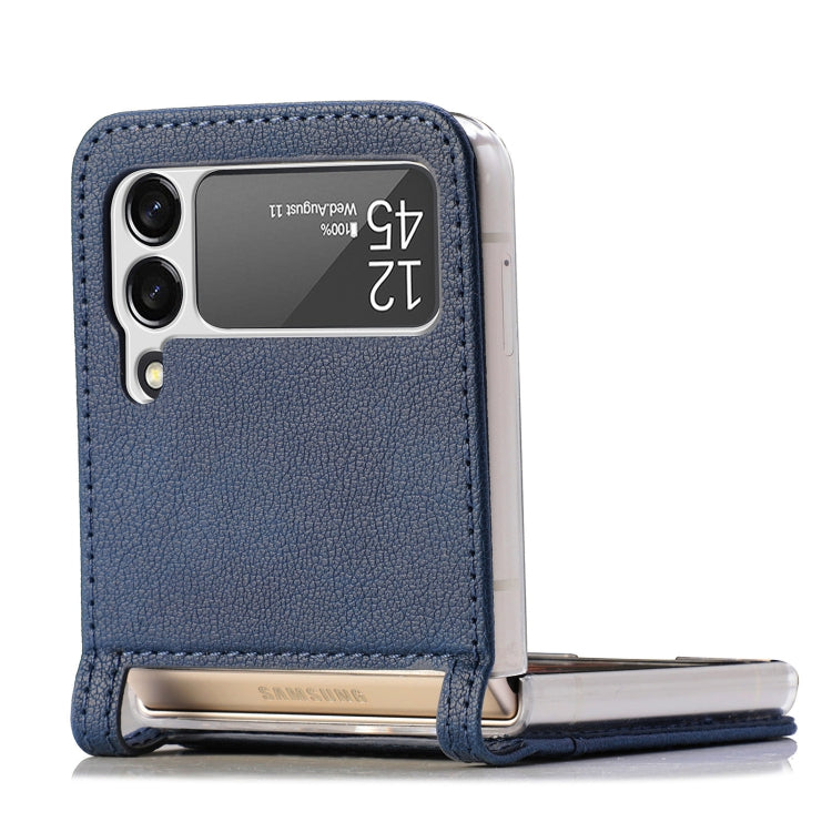 For Samsung Galaxy Z Flip 4 5G Folding Litchi Texture Card Wallet Phone Case(Blue) - Galaxy Phone Cases by PMC TechLife | Online Shopping South Africa | PMC TechLife | Buy Now Pay Later Mobicred