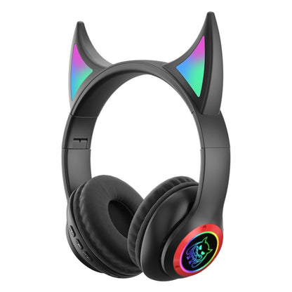 STN25 Devil Ear RGB Light Wireless Music Headset For Children with Mic(Black) - Headset & Headphone by PMC Jewellery | Online Shopping South Africa | PMC Jewellery