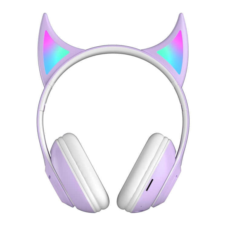 STN25 Devil Ear RGB Light Wireless Music Headset For Children with Mic(Purple) - Headset & Headphone by PMC Jewellery | Online Shopping South Africa | PMC Jewellery