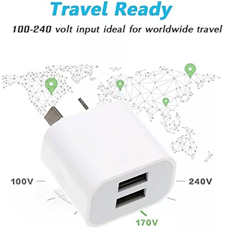 Mini Dual Port USB Charger with USB to Micro USB Data Cable, AU Plug - USB Charger by PMC TechLife | Online Shopping South Africa | PMC TechLife