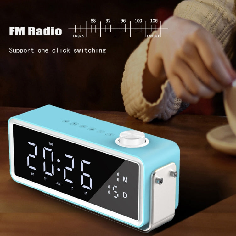 AEC K5 Mirror Alarm Clock Bluetooth Speakers with LED Light Support TF / FM(Blue) - Desktop Speaker by AEC | Online Shopping South Africa | PMC TechLife | Buy Now Pay Later Mobicred