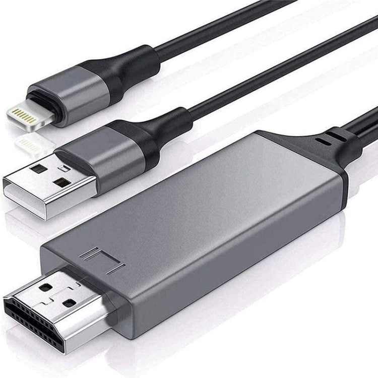 2m 1080P 8 Pin to HDMI Adapter Cable, Compatible with iPhone to HDMI Adapter(Black) - Video & Audio Cable by PMC TechLife | Online Shopping South Africa | PMC TechLife