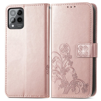 For T-Mobile Revvl 6 Pro 5G Four-leaf Clasp Embossed Buckle Leather Phone Case(Rose Gold) - More Brand by PMC Jewellery | Online Shopping South Africa | PMC Jewellery