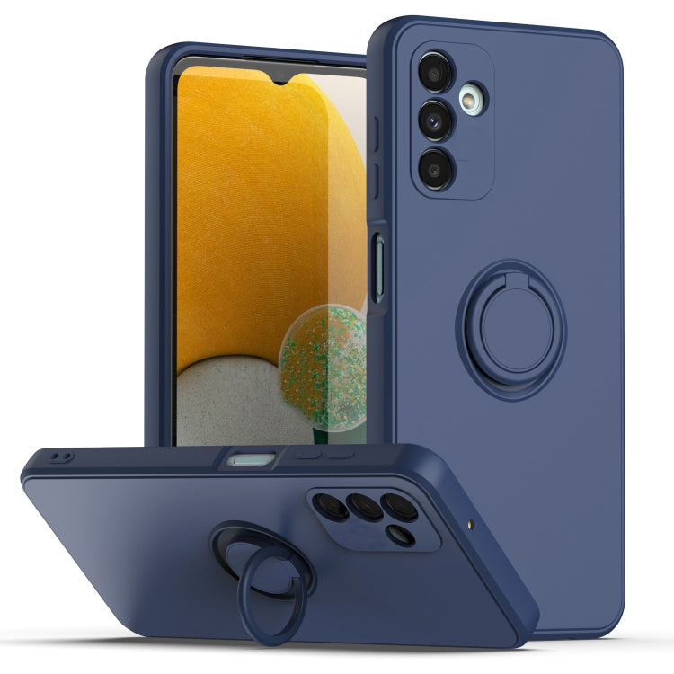 Ring Kickstand Silicone Phone Case For Samsung Galaxy A14 5G(Dark Blue) - Galaxy Phone Cases by PMC Jewellery | Online Shopping South Africa | PMC Jewellery