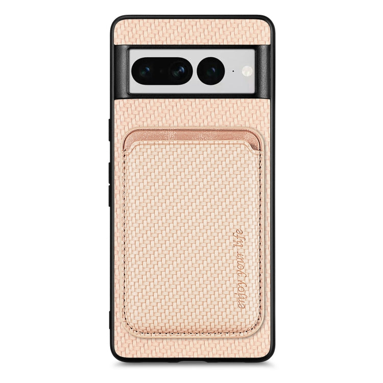 For Google Pixel 7 Pro Carbon Fiber Leather Card Magsafe Phone Case(Khaki) - free shipping - PMC TechLife - Order now!