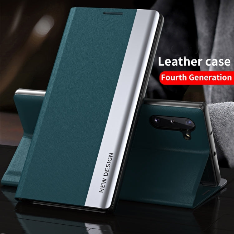 For Samsung Galaxy S23 Ultra 5G Side Electroplated Adsorption Leather Phone Case(Green) - Galaxy S23 Ultra 5G Cases by PMC Jewellery | Online Shopping South Africa | PMC Jewellery