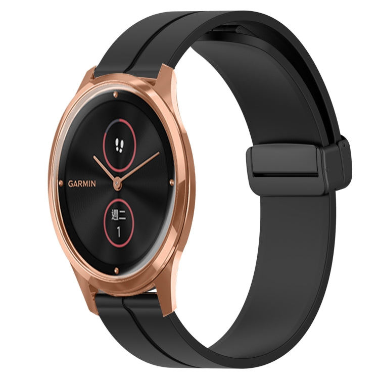 Compatible with Garminmove Luxe 20mm Solid Color Magnetic Clasp Silicone Watch Band(Black) - free shipping - PMC TechLife - Order now!