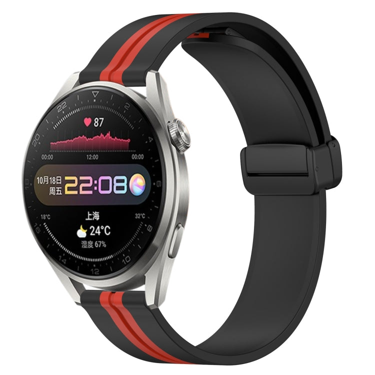 For Huawei Watch 3 Pro 22mm Folding Magnetic Clasp Silicone Watch Band(Black+Red) - free shipping - PMC TechLife - Order now!