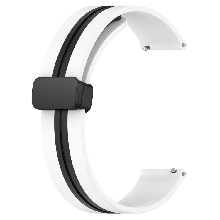 Compatible with Garmin Venu SQ 20mm Folding Magnetic Clasp Silicone Watch Band(White+Black) - free shipping - PMC TechLife - Order now!
