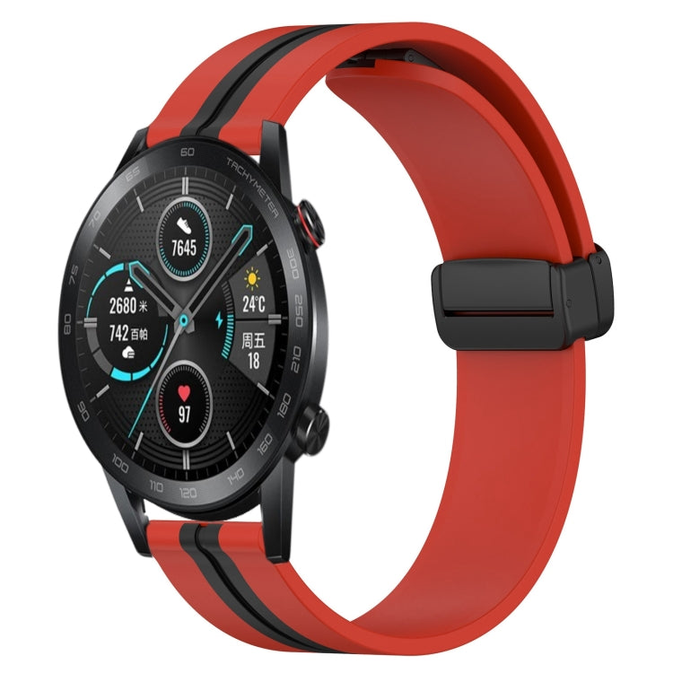 For Honor MagicWatch2 42mm 20mm Folding Magnetic Clasp Silicone Watch Band(Red+Black) - free shipping - PMC TechLife - Order now!
