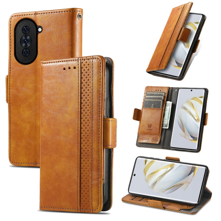 For Huawei  Nova 10 CaseNeoSplicing Dual Magnetic Buckle Leather Phone Case(Khaki) - free shipping - PMC TechLife - Order now!