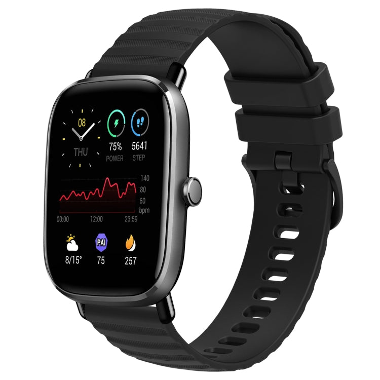 For Amazfit GTS 2 Mini 20mm Wavy Dot Pattern Solid Color Silicone Watch Band(Black) - free shipping - PMC TechLife - Order now!