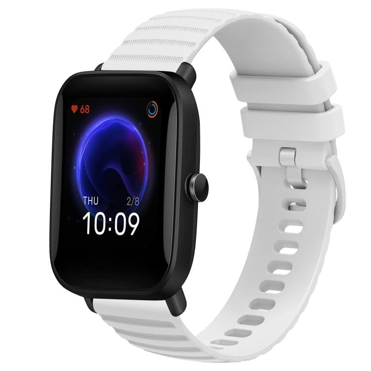 For Amazfit Pop 20mm Wavy Dot Pattern Solid Color Silicone Watch Band(White) - free shipping - PMC TechLife - Order now!