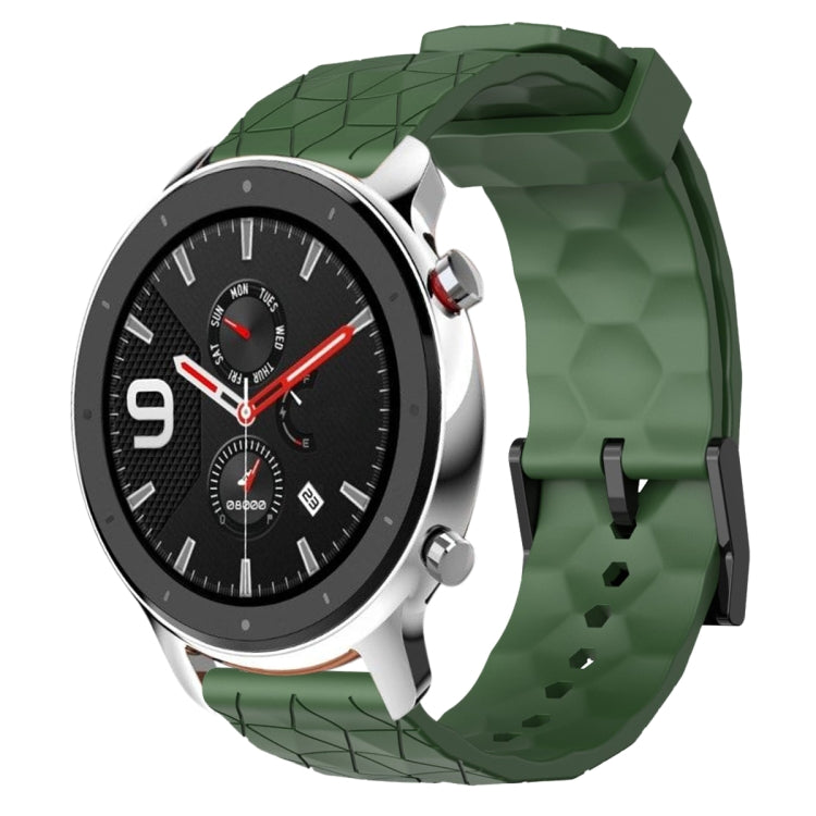 For Amazfit GTR 4 22mm Football Pattern Solid Color Silicone Watch Band(Army Green) - free shipping - PMC TechLife - Order now!