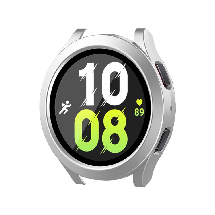 For Samsung Galaxy Watch4/5 44mm ENKAY Hat-Prince Waterproof Full Coverage PC Frame + 9H Tempered Glass Case(Bright Silver) - free shipping - PMC TechLife - Order now!