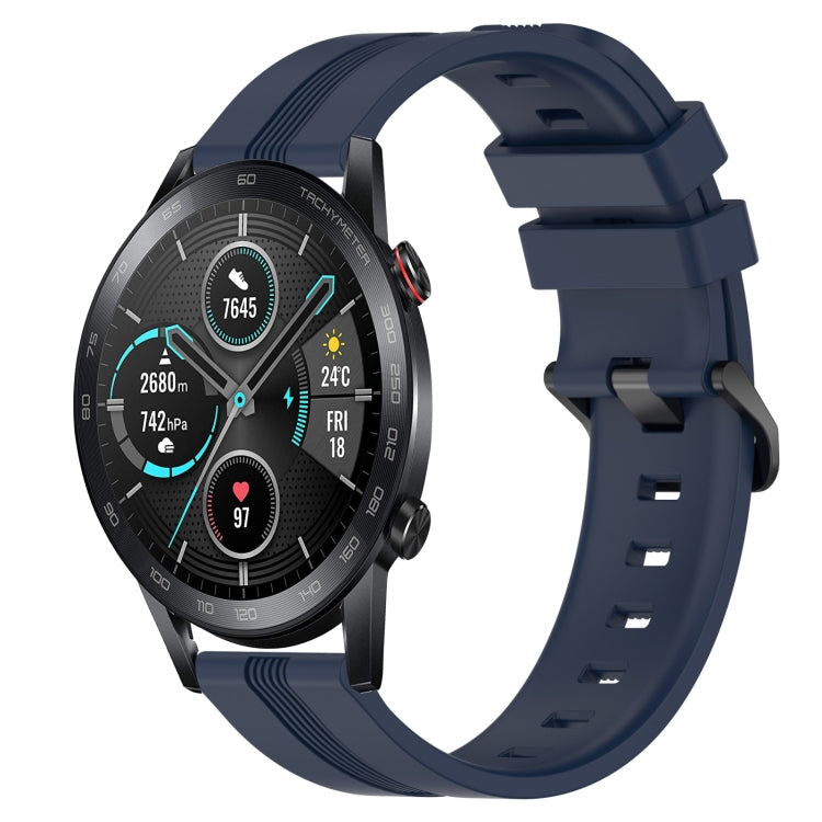 For Honor Magic Watch 2 46mm 22mm Concave Striped Slicone Watch Band(Navy Blue) - free shipping - PMC TechLife - Order now!