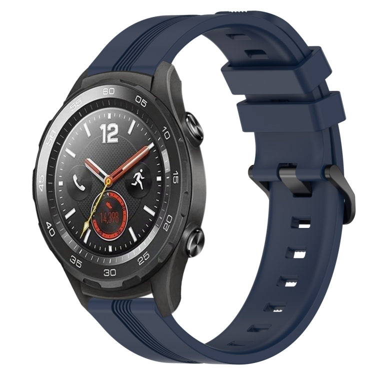 For Huawei Watch 2 20mm Concave Striped Slicone Watch Band(Navy Blue) - free shipping - PMC TechLife - Order now!