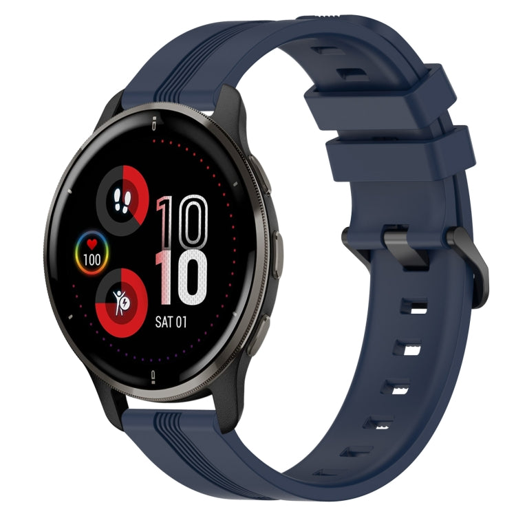 Compatible with Garmin Venu 2 Plus 20mm Concave Striped Slicone Watch Band(Navy Blue) - free shipping - PMC TechLife - Order now!