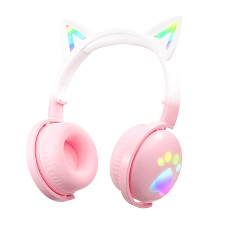 KE28 RGB Cute Cat Ears Bluetooth Wireless Music Headset with Detachable Mic(Pink) - Headset & Headphone by PMC Jewellery | Online Shopping South Africa | PMC Jewellery