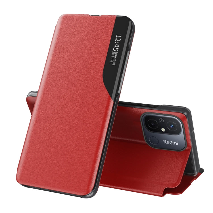 For Xiaomi Redmi 12C Side Display Adsorption Leather Phone Case(Red) - free shipping - PMC TechLife - Order now!