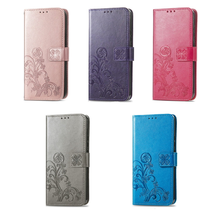 For Honor X7a Four-leaf Clasp Embossed Buckle Leather Phone Case(Purple) - Honor Cases by PMC Jewellery | Online Shopping South Africa | PMC Jewellery