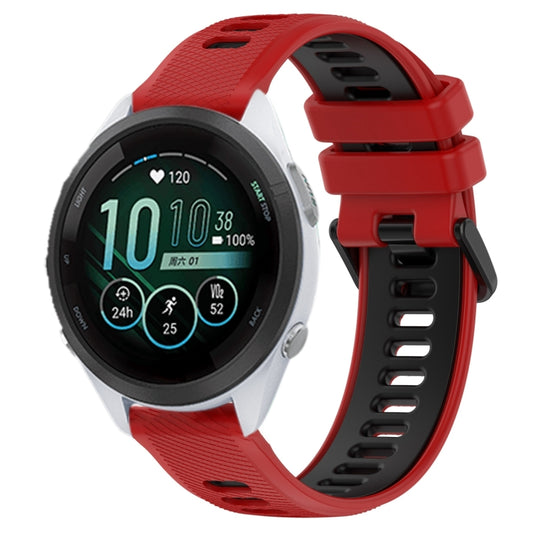 For Garmin Forerunner 265S 18mm Sports Two-Color Silicone Watch Band(Red+Black) - Smart Wear by PMC Jewellery | Online Shopping South Africa | PMC Jewellery