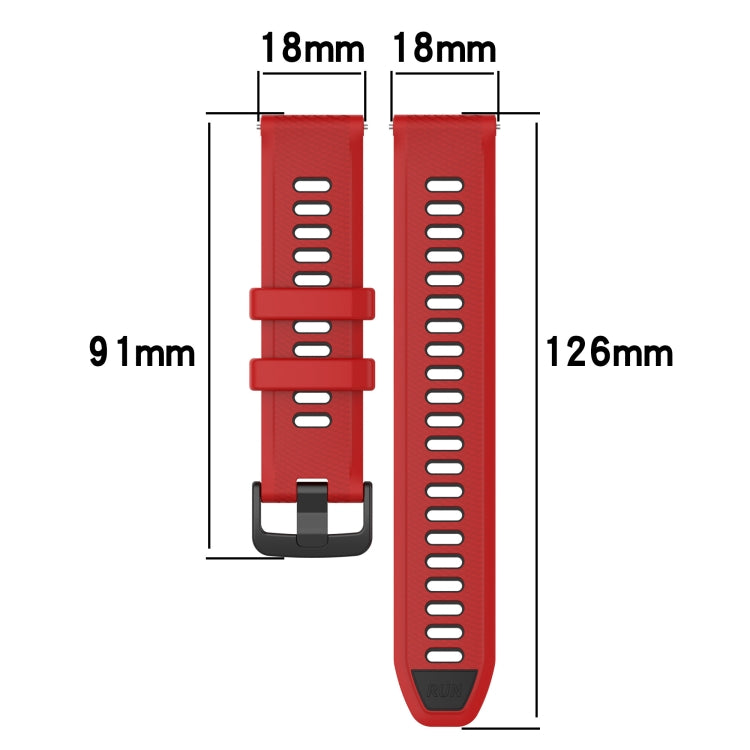 For Garmin Vivoactive 4S 18mm Sports Two-Color Silicone Watch Band(Red+Black) - Smart Wear by PMC Jewellery | Online Shopping South Africa | PMC Jewellery