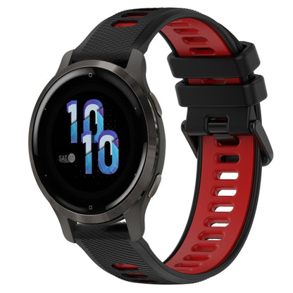 For Garmin Venu 2S 18mm Sports Two-Color Silicone Watch Band(Black+Red) - Smart Wear by PMC Jewellery | Online Shopping South Africa | PMC Jewellery