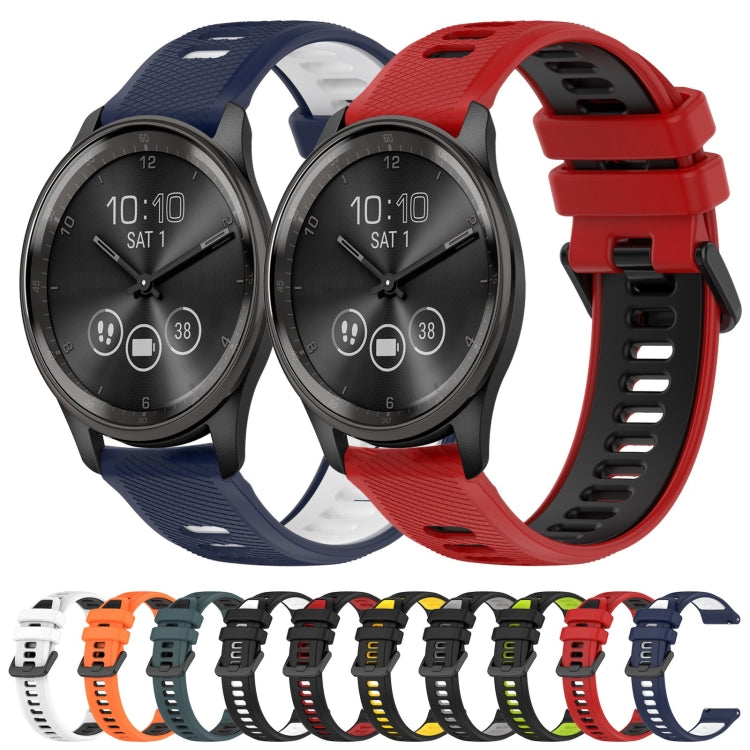 For Garmin Forerunner 55 20mm Sports Two-Color Silicone Watch Band(Midnight Blue+White) - Smart Wear by PMC Jewellery | Online Shopping South Africa | PMC Jewellery