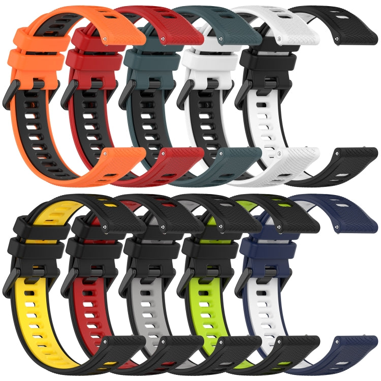 For Garmin Forerunner 645 20mm Sports Two-Color Silicone Watch Band(Black+White) - Smart Wear by PMC Jewellery | Online Shopping South Africa | PMC Jewellery