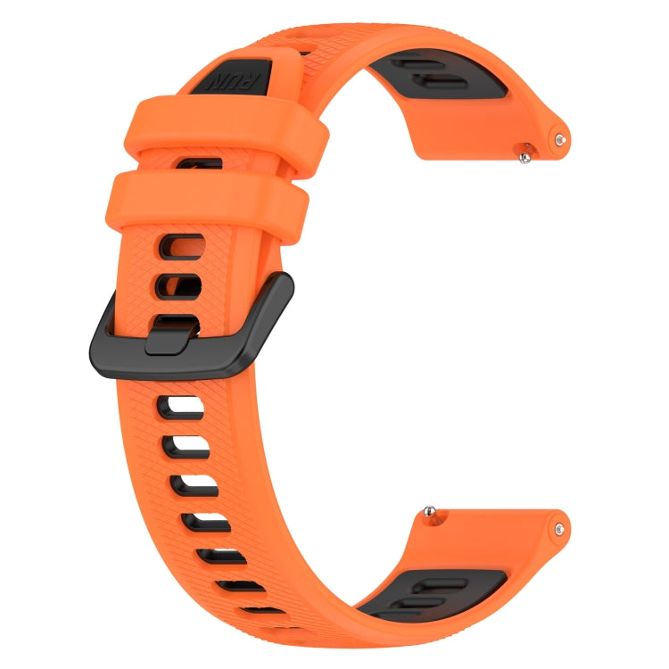 For Garmin Vivomove Sport 20mm Sports Two-Color Silicone Watch Band(Orange+Black) - Smart Wear by PMC Jewellery | Online Shopping South Africa | PMC Jewellery