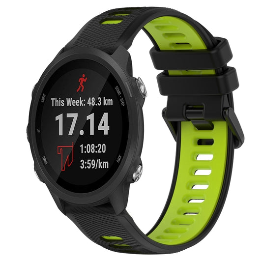 For Garmin Forerunner 245 20mm Sports Two-Color Silicone Watch Band(Black+Green) - Smart Wear by PMC Jewellery | Online Shopping South Africa | PMC Jewellery