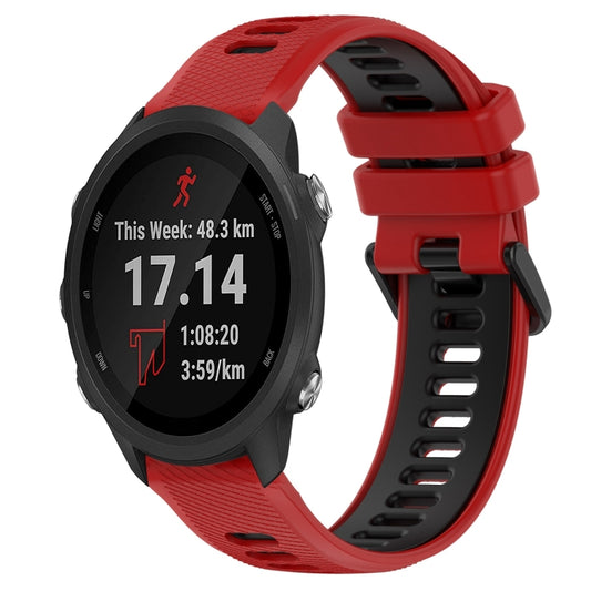 For Garmin Forerunner 245 20mm Sports Two-Color Silicone Watch Band(Red+Black) - Smart Wear by PMC Jewellery | Online Shopping South Africa | PMC Jewellery