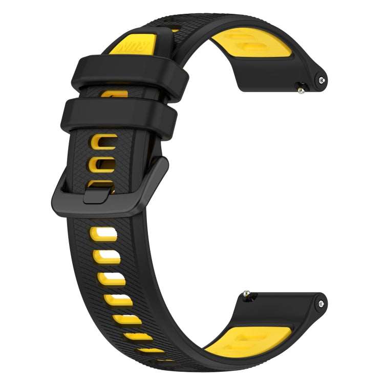 For Garmin Forerunner 645 Music 20mm Sports Two-Color Silicone Watch Band(Black+Yellow) - Smart Wear by PMC Jewellery | Online Shopping South Africa | PMC Jewellery