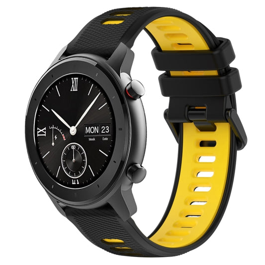 For Amazfit GTR 42mm 20mm Sports Two-Color Silicone Watch Band(Black+Yellow) - Smart Wear by PMC Jewellery | Online Shopping South Africa | PMC Jewellery