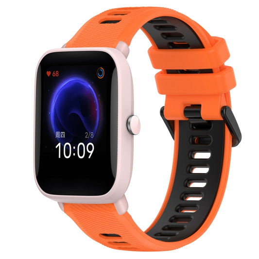 For Amazfit Pop Pro 20mm Sports Two-Color Silicone Watch Band(Orange+Black) - Smart Wear by PMC Jewellery | Online Shopping South Africa | PMC Jewellery
