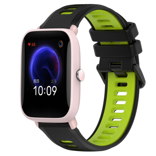 For Amazfit Pop Pro 20mm Sports Two-Color Silicone Watch Band(Black+Green) - Smart Wear by PMC Jewellery | Online Shopping South Africa | PMC Jewellery