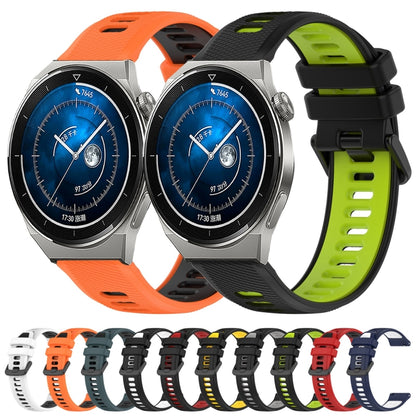 For Huawei Watch GT3 42mm 20mm Sports Two-Color Silicone Watch Band(Black+White) - Smart Wear by PMC Jewellery | Online Shopping South Africa | PMC Jewellery