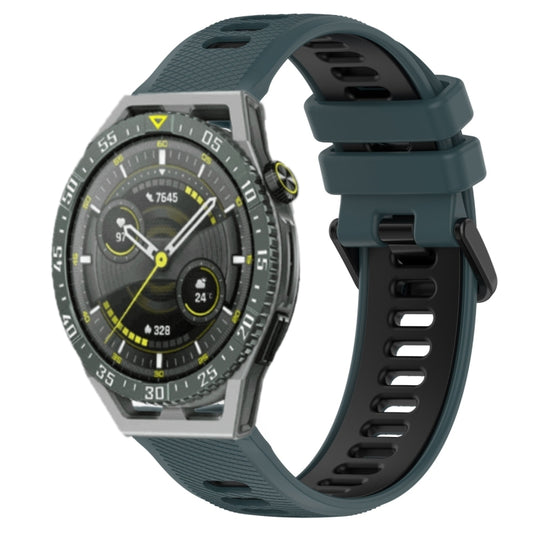 For Huawei Watch GT3 SE 22mm Sports Two-Color Silicone Watch Band(Olive Green+Black) - Smart Wear by PMC Jewellery | Online Shopping South Africa | PMC Jewellery