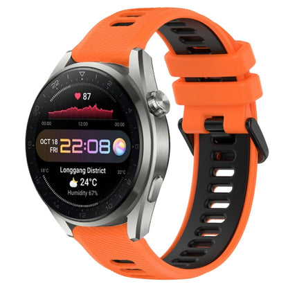 For Huawei Watch 3 Pro New 22mm Sports Two-Color Silicone Watch Band(Orange+Black) - Smart Wear by PMC Jewellery | Online Shopping South Africa | PMC Jewellery
